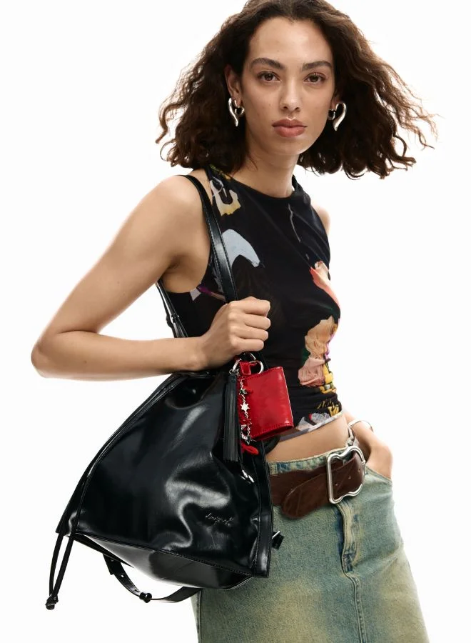 DESIGUAL Black Shiny Medium Backpack for Women | Best Price UAE